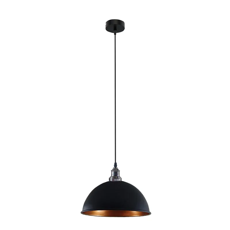 Retro Pendelleuchte Schwarz Gold Innen Ø21cm Halbkugel E27 ~ 2168