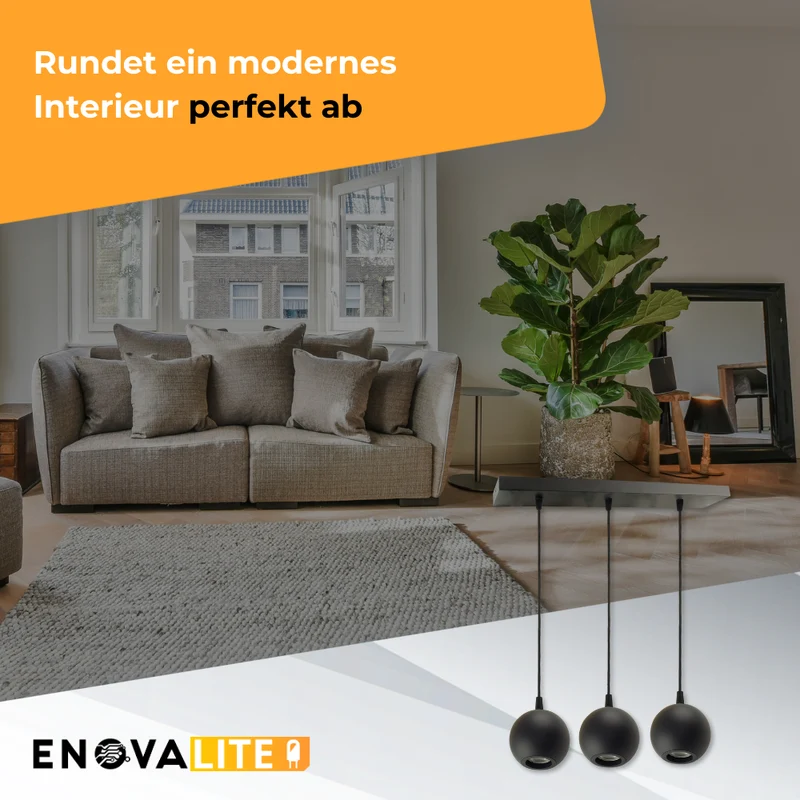 Pendelleuchte aus Alu und Stahl, 3-flammig, GU10-Fassung, Ø10cm