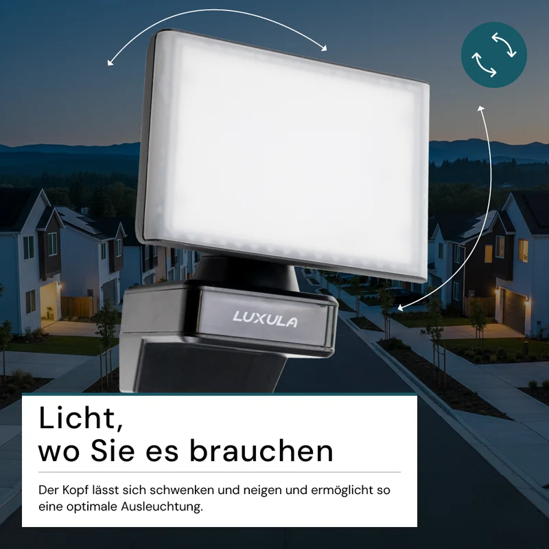 Schwenkbarer LED Fluter, 20 W, 2100 lm, 4000 K (neutralweiß), IP54, flexibler Strahler, Aluminiumdruckguss, Wandleuchte