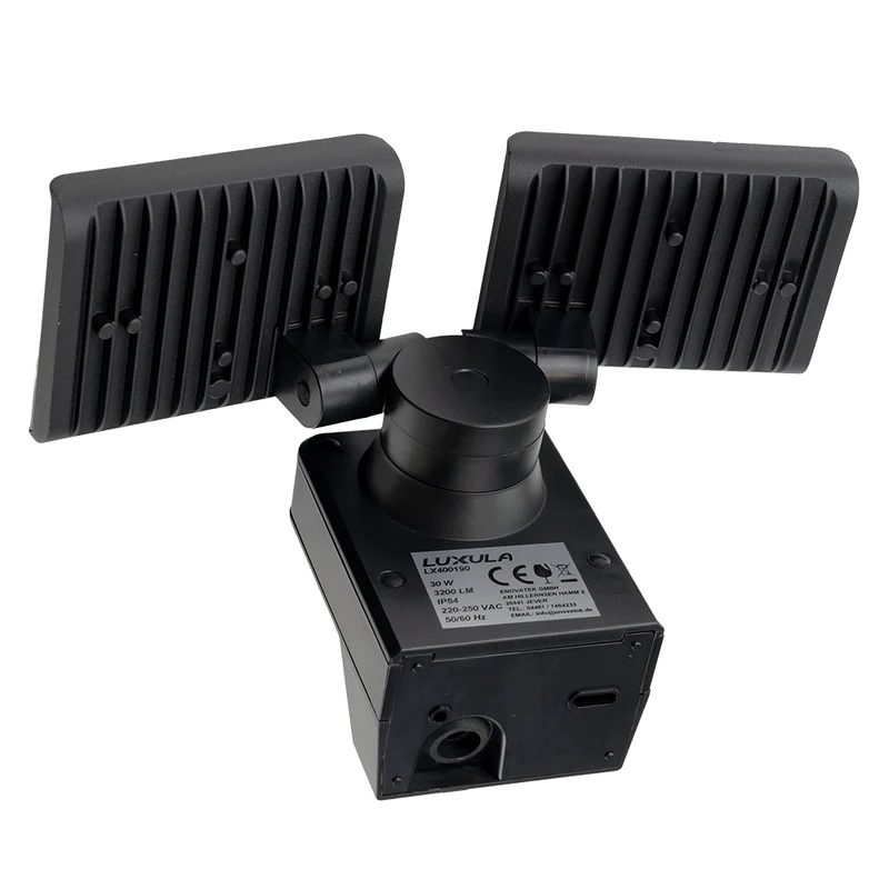 Schwenkbarer LED Fluter, 2-köpfig, 2x 15 W, 3200 lm, 4000 K (neutralweiß), IP54, flexibler Strahler, Aluminiumguss, Wandleuchte