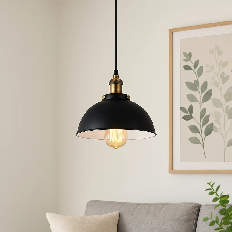 Industrie-Hängelampe Schwarz E27 Vintage Pendelleuchte ~2132