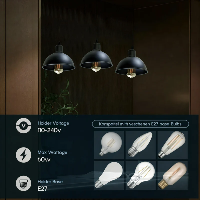 Moderne 3 Kopf Schwarze Pendelleuchte für Esszimmer & Küche~2126