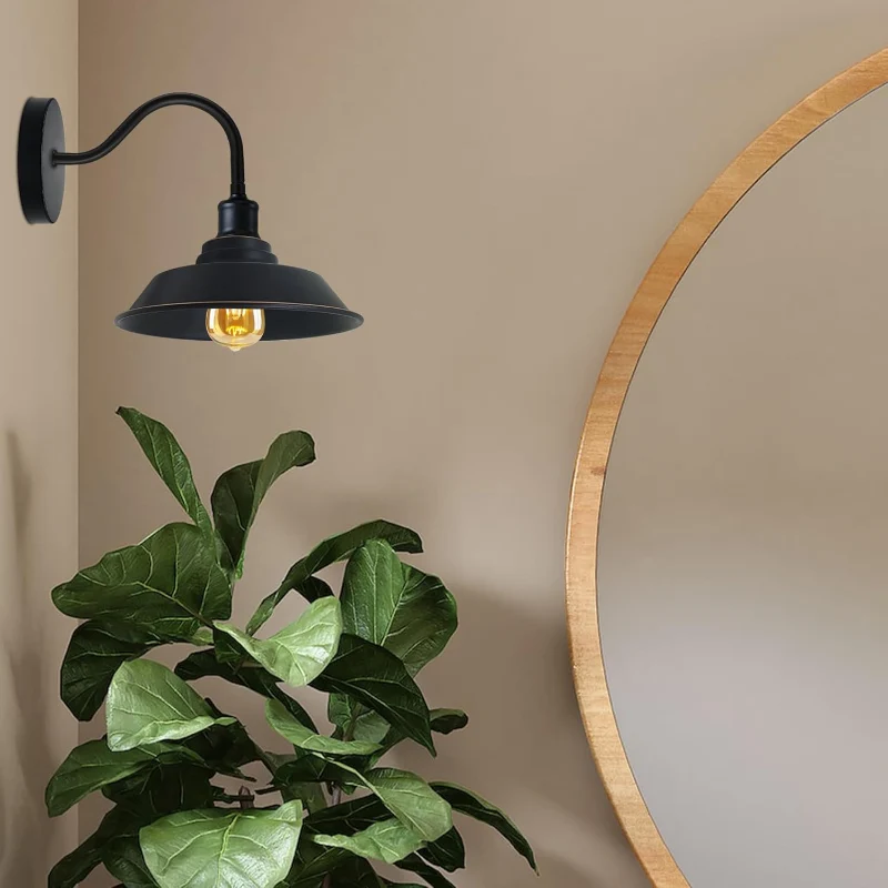 Schwarz Wandleuchte Industrial Vintage Wandlampe Schwanenhals ~2020