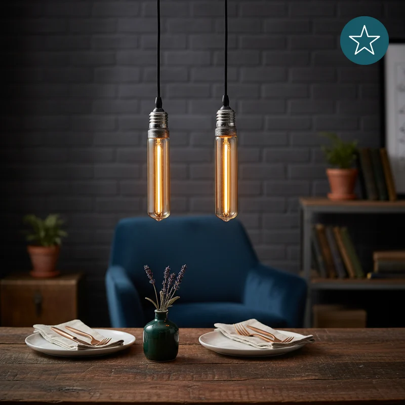 LED Filament Leuchtmittel, TUBE LINE, Amber, E27, T30, 2W, 65lm, 1800K, dimmbar