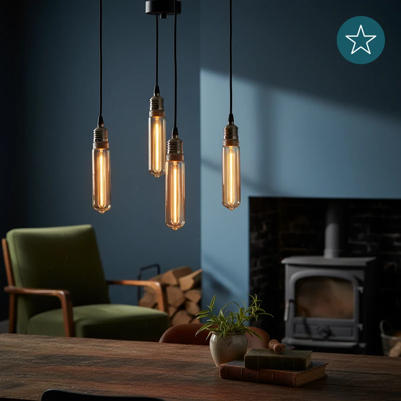 LED Filament Leuchtmittel, TUBE LINE, Amber, E27, T30, 2W, 65lm, 1800K, dimmbar