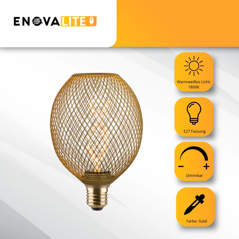 LED Filament Leuchtmittel, E27, 4 W, 120 lm, warmweiß, dimmbar