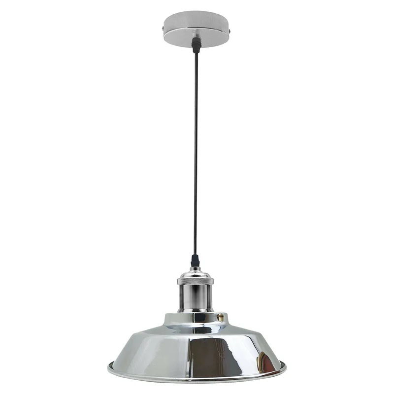 Industrieller Pendelleuchtenschirm – Vintage Loft Deckenlampenabdeckung in gebürstetem Satin-Nickel | Retro Hängeleuchte ~2008