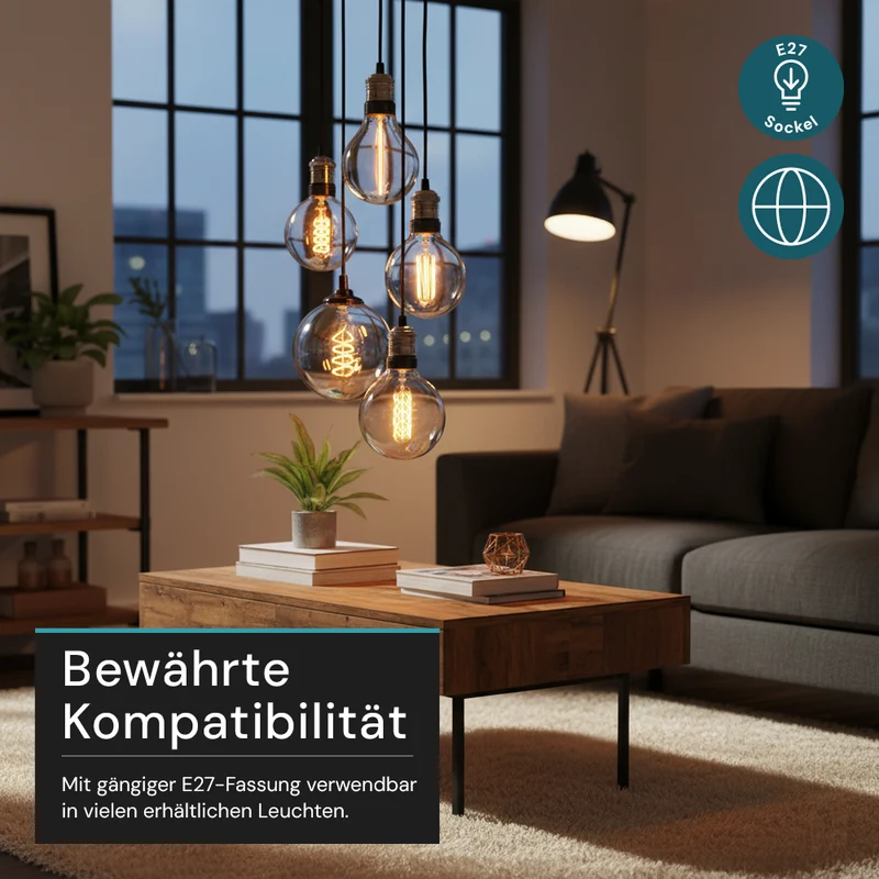 LED Filament Leuchtmittel, LINE, Smoke, Bulb A60, E27, 2W, 40lm, 1800K, dimmbar