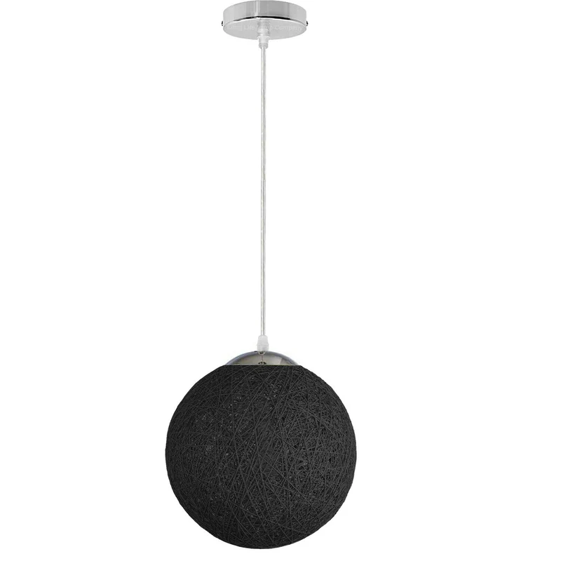 Schwarze Rattan-Pendelleuchte Ø20 cm – E27-Fassung, 95 cm Kabel~2077