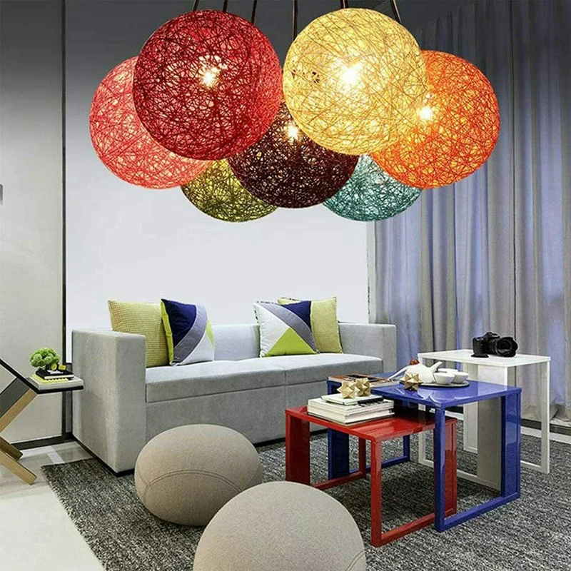 Hängelampen rattan, gelb, 2 flammige, Ø 20cm|E27~2063