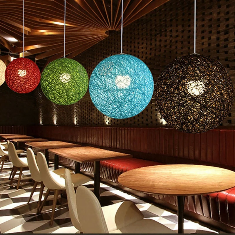 Rattan Lampe Geflochtener Lampenschirm deko schwarz lampen~2059