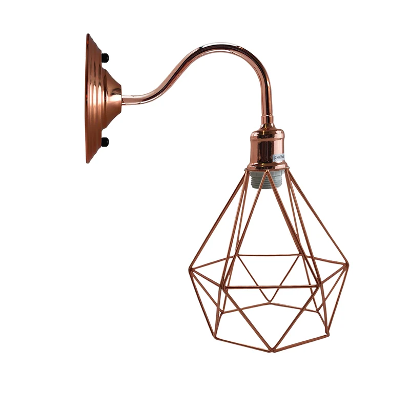 Kreative geometrische Art E27 Wandlampe Nordisches Retro-Diamant-geformtes Schmiede-Metallschutz-Pendelleuchte Quadratische Deckenrose~1903