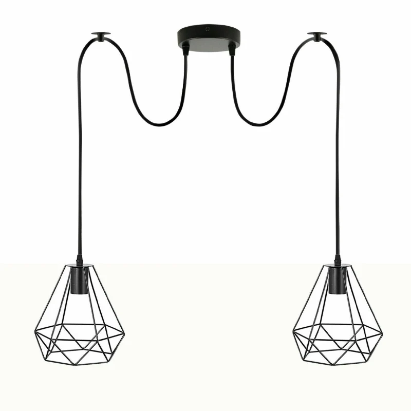 Industrial Spinnen Käfig Kronleuchter E27 Schwarz 2m kabel ~1887