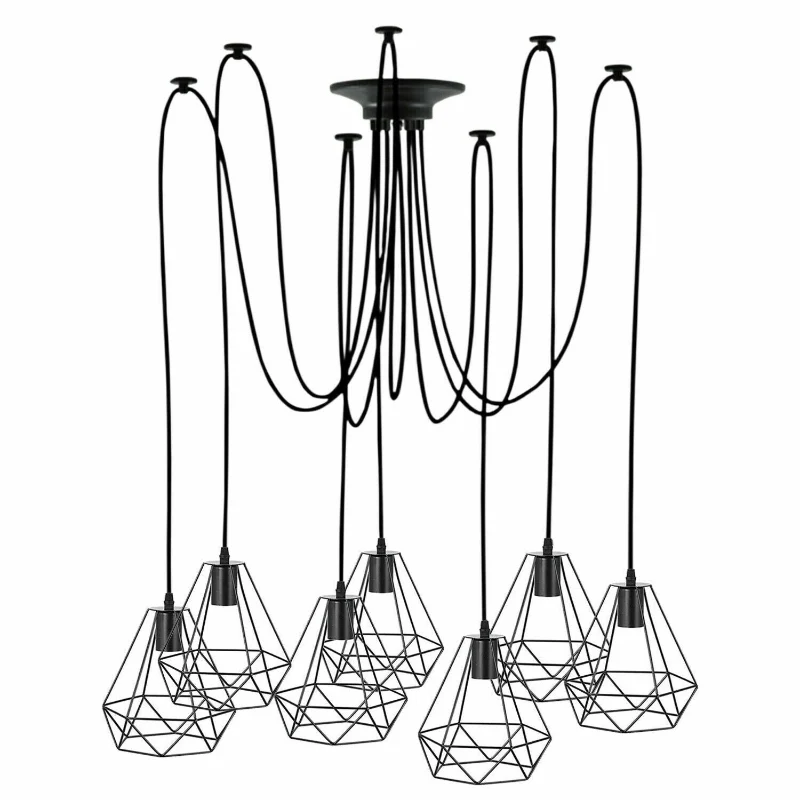 Industrial Spinnen Käfig Kronleuchter E27 Schwarz 2m kabel ~1887