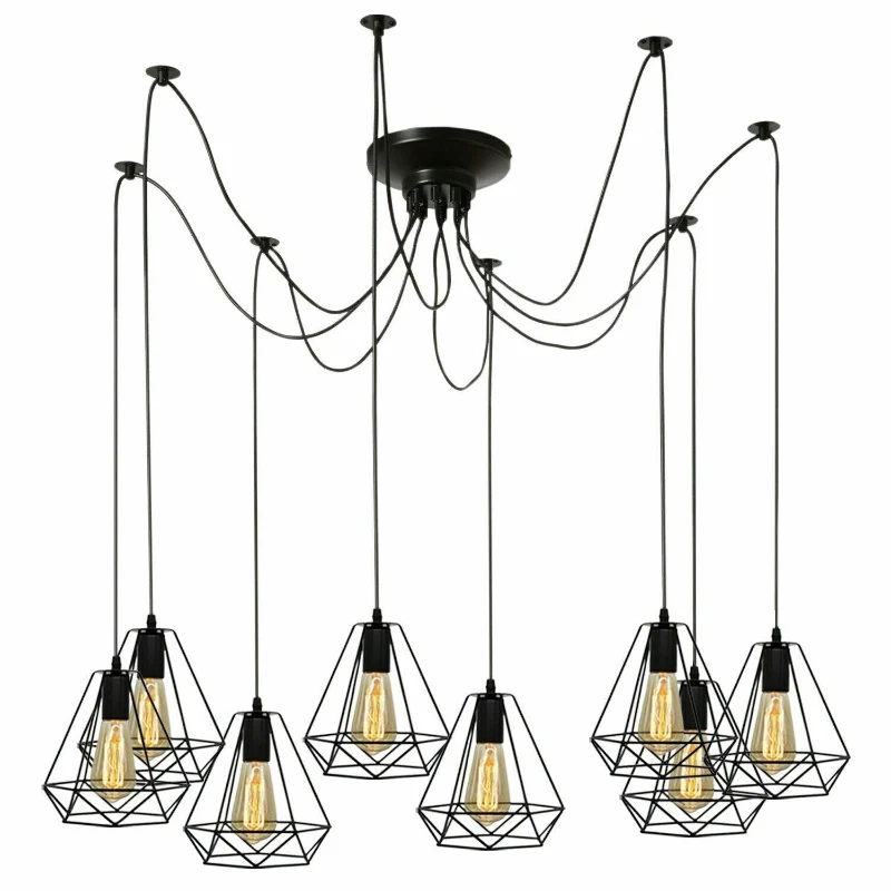 Industrial Spinnen Käfig Kronleuchter E27 Schwarz 2m kabel ~1887