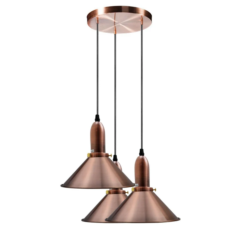 Industrielle Retro Kupfer Metallkegelform Schatten Innendecken Pendelleuchte Armatur~1802