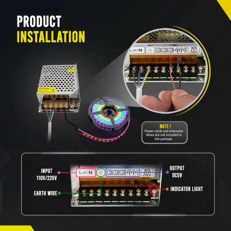 5V 10A 50W IP20 LED-Transformator-Treiber-Schaltnetzteil ~1861