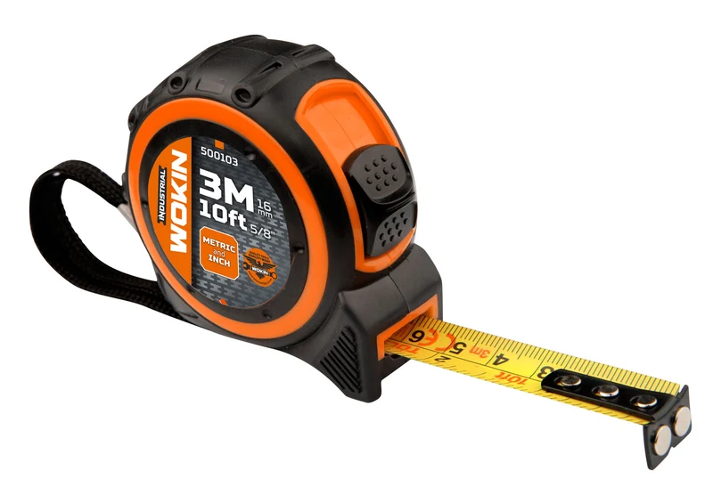 Taschenbandmaß mit ABS Gehäuse mit TPR-Mantel, 3 m / 10 ft x 16 mm, Industrie