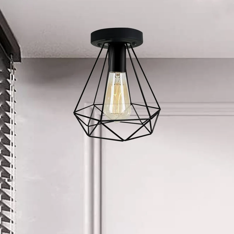 Vintage E27 Deckenpendelleuchte & Wandlampe - schwarz~1768