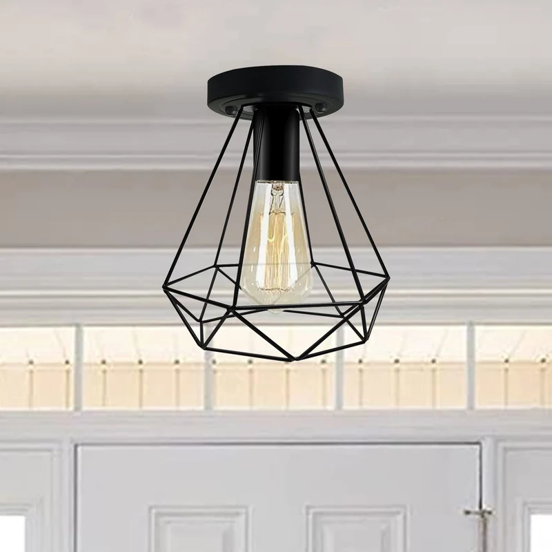 Vintage E27 Deckenpendelleuchte & Wandlampe - schwarz~1768
