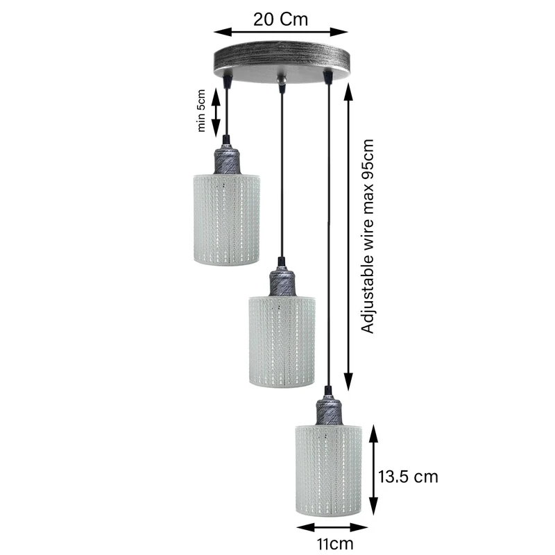 Moderne industrielle Vintage Pendelleuchte aus Metall Día Hollow Hanging Craft Pendelleuchte~1848