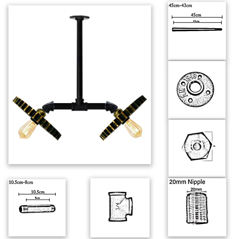 Vintage Retro & Industrial Style Einbauleuchten und Rohrleuchten für Deckenleuchten