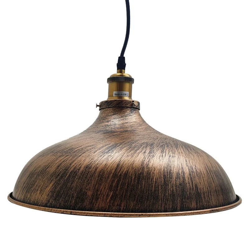 Vintage-Pendelleuchte – Big Barn Design – Gebürstetes Kupfer Metall~2786