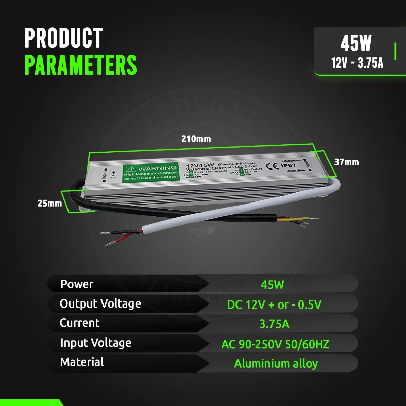LED trafo 12v IP67 wasserdicht Netzteil 10W - 350W ~1545