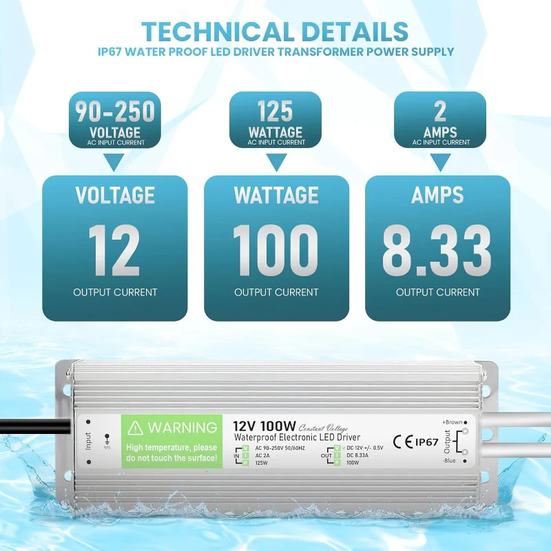 LED trafo 12v IP67 wasserdicht Netzteil 10W - 350W ~1545
