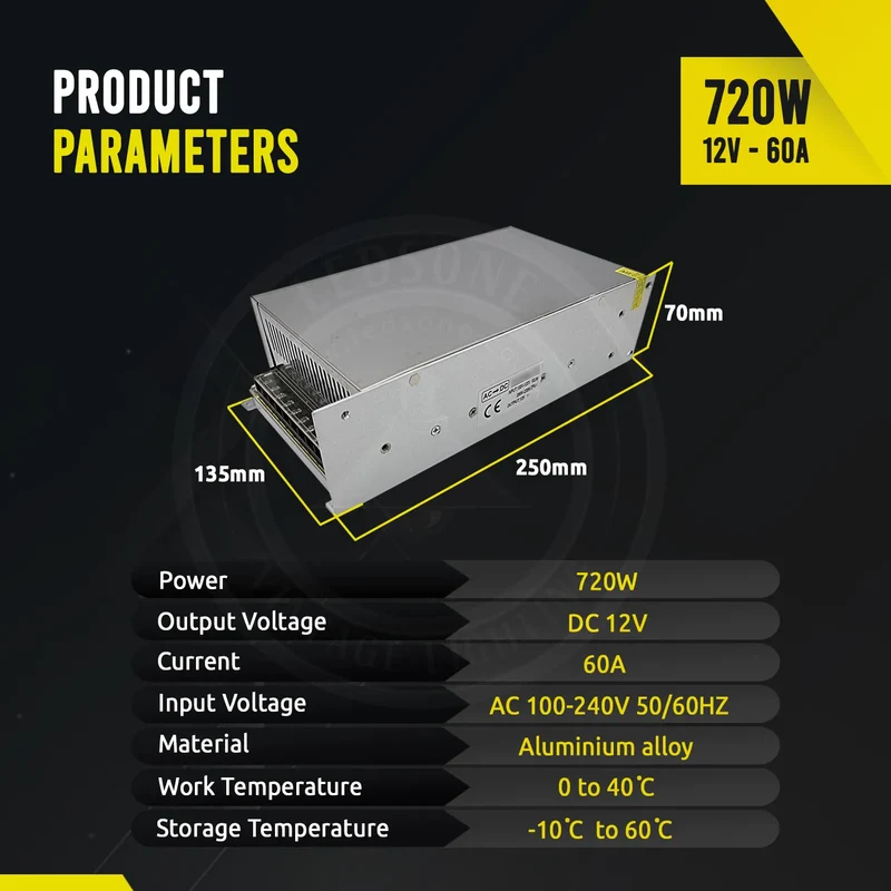 LED Transformator 720W 12V Netzteil IP20, Schaltnetzteil ~1541
