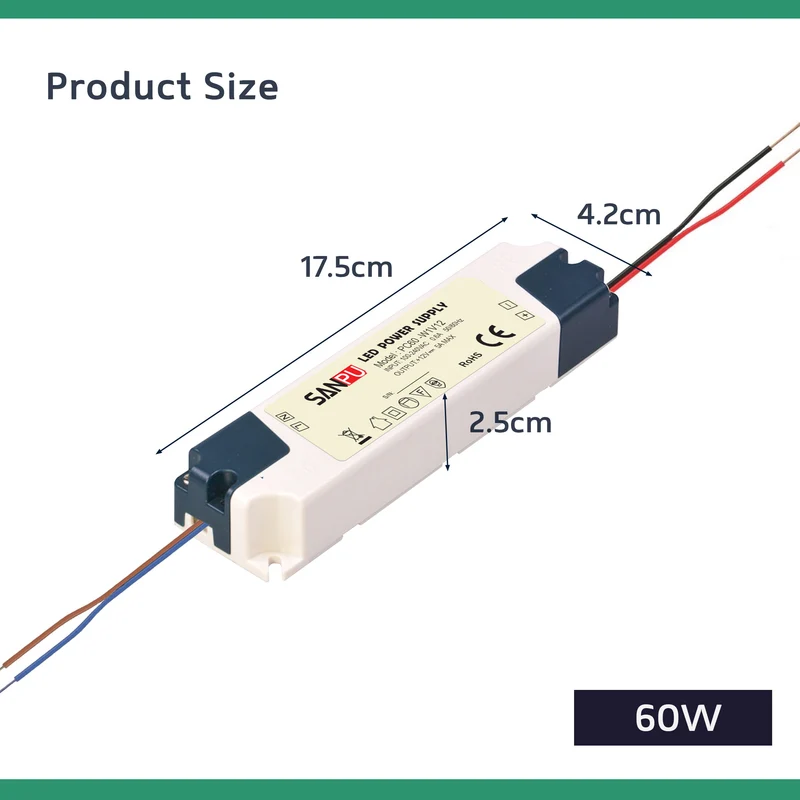 Sanpu LED-Treiber 60W 12V | 5A | IP40 - Netzteil-Transformator~1822