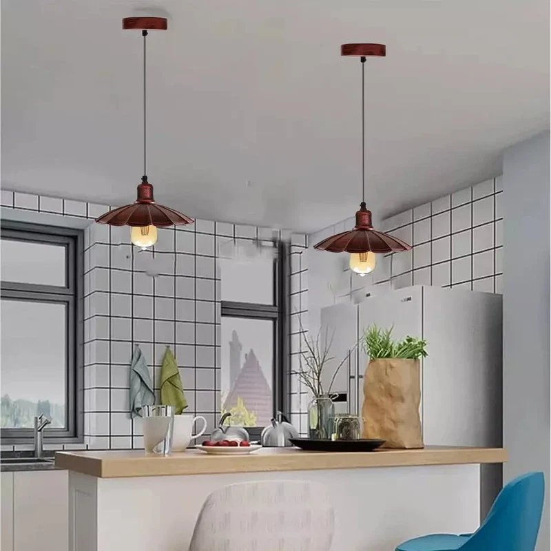 Hängelampen wohnzimmer, rustikal rot, metall, Ø 22cm , E27~1482