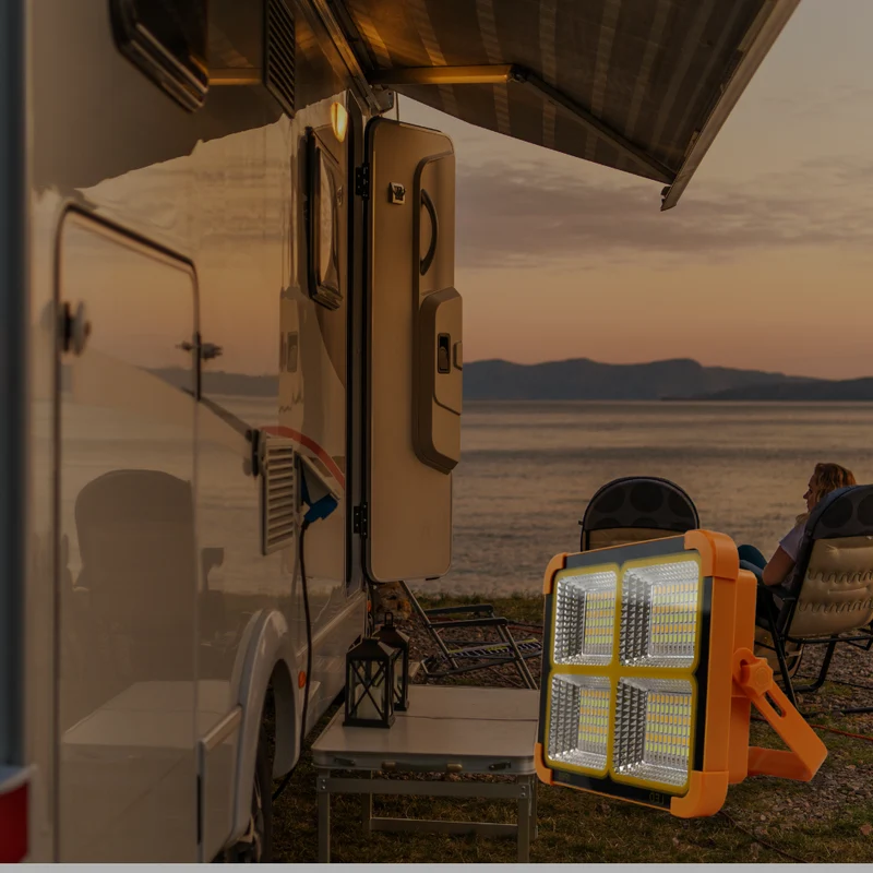 Solar Baustrahler mit Akku, CCT, 6 Std.Leuchtzeit, USB In- & Output, IP65, Magnet- & Hängefunktion