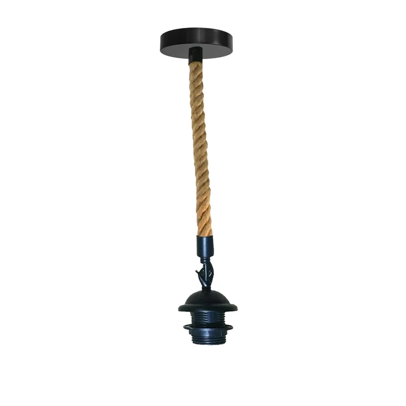 E27 Lampenfassung mit Kabel Hanfseil für Pendelleuchte~1813