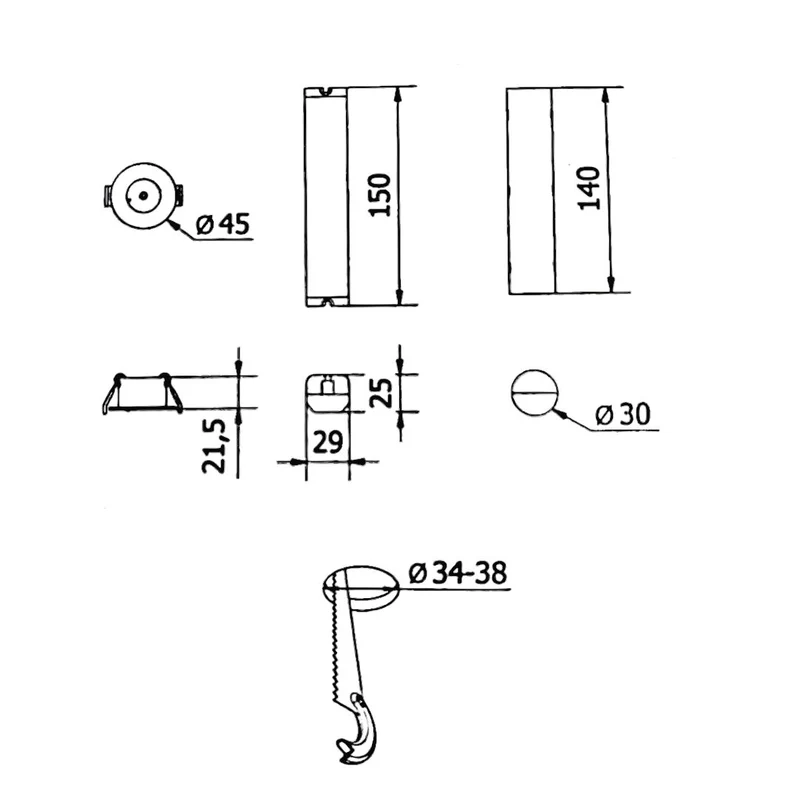 Notleuchte Einbau, 3 W, 300 lm, 3 h Notbetrieb – Deckeneinbau, TEST-Knopf