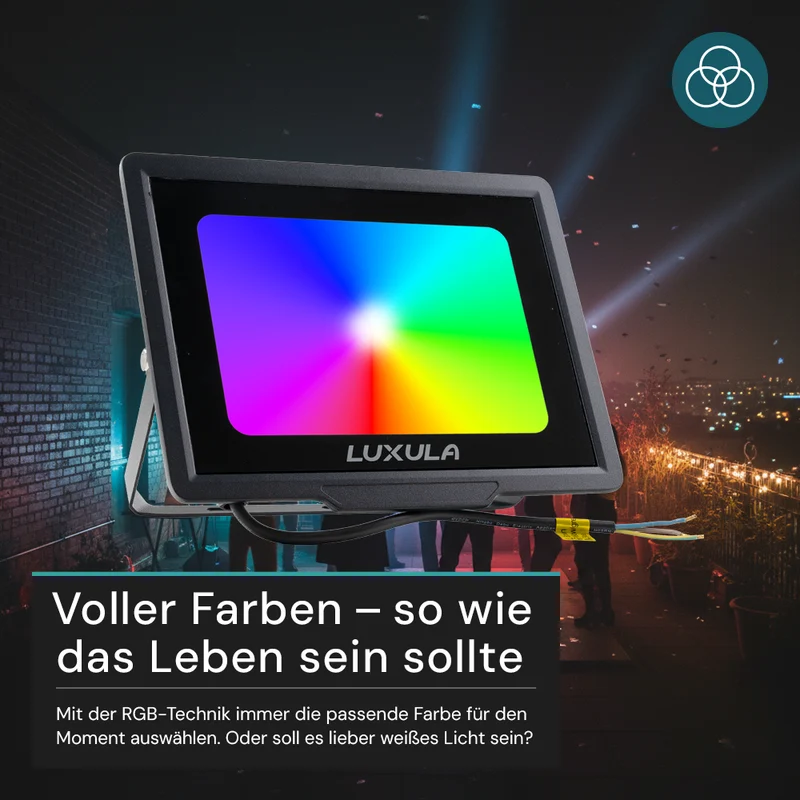 RGB LED-Fluter, 100 W, schwarz, IP65, mit Fernbedienung, RGBW-Farbwechsel