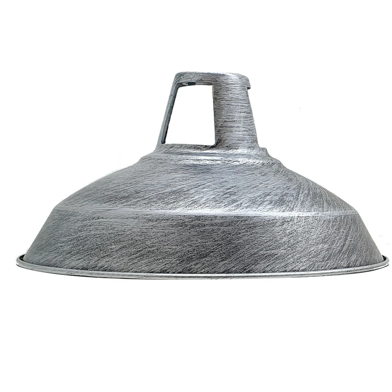 Moderner Industrie-Deckenlampenschirm aus Metall – gebürstetes Silber~1720