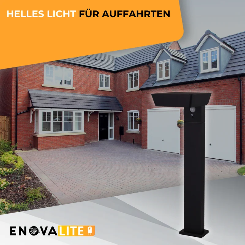 Solar Wegeleuchte mit PIR Sensor, eckig, 3000 K (warmweiß), 12 Stunden Leuchtzeit, 3 Lichtmodi, IP54-Schutz, aus hochwertigem Aluminium