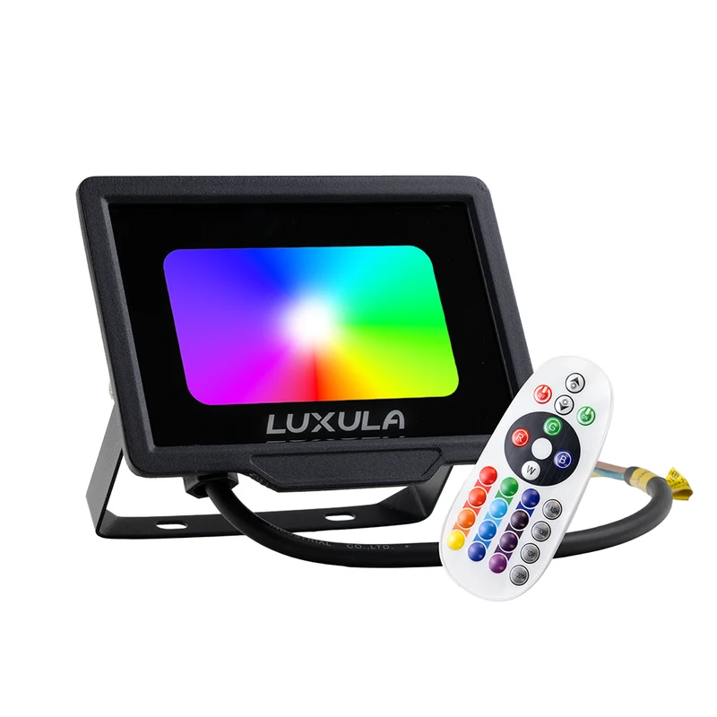 RGB LED-Fluter, 30 W, schwarz, IP65, mit Fernbedienung, RGBW-Farbwechsel