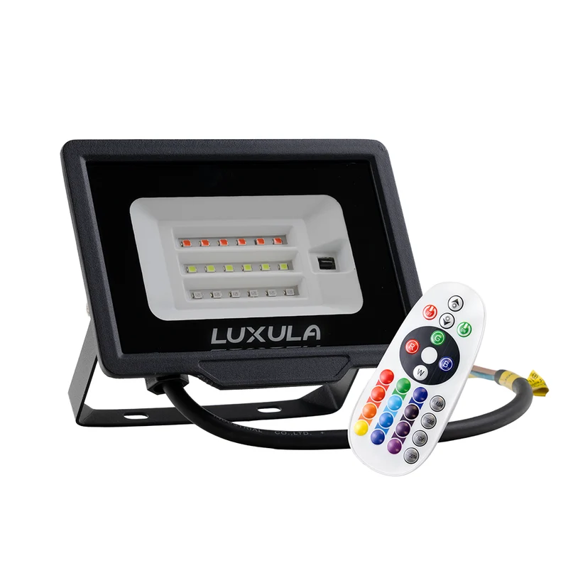 RGB LED-Fluter, 20 W, schwarz, IP65, mit Fernbedienung, RGBW-Farbwechsel
