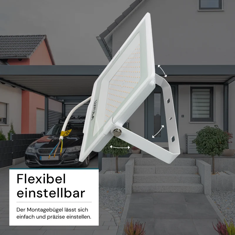 LED-Fluter, 150 W, 3000 K (warmweiß), 15000 lm, weiß, IP65