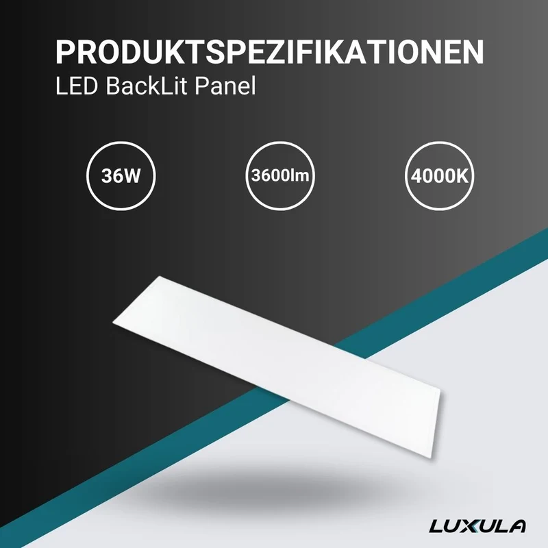 LED-Panel, Backlit, 120x30 cm, 36W, 3600lm, 4000K