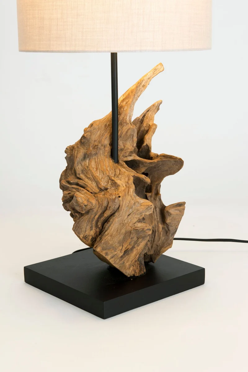 Tischlampe Filicudi Akazienholz mit Schirm Rund Ø 27cm