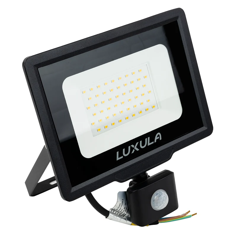 LED-Fluter mit Bewegungsmelder, 50 W, 3000 K (warmweiß), 5000 lm, schwarz, IP65