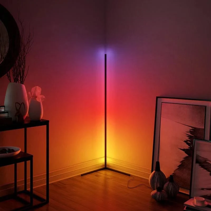 LED Stehlampe in RGB Farben, Eckleuchte mit Fernbedienung, 12 W, 12 V, schwarz, RGB-IC