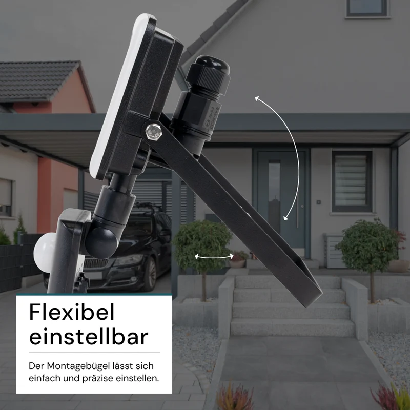 LED-Fluter mit Schnellverbinder & Bewegungsmelder, rahmenloses Design, 50 W, 4000 K (neutralweiß), 5000 lm, IP44