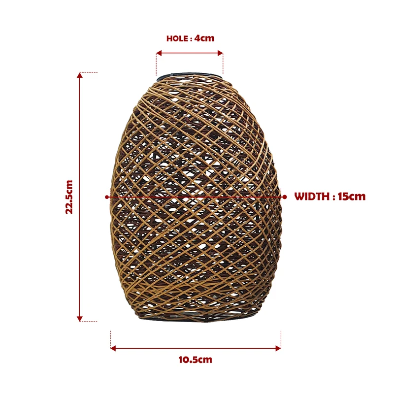 Vintage-Lampenschirm aus Rattan im Trommeldrahtkäfig-Stil – Natürliches Design, handgefertigt~1417