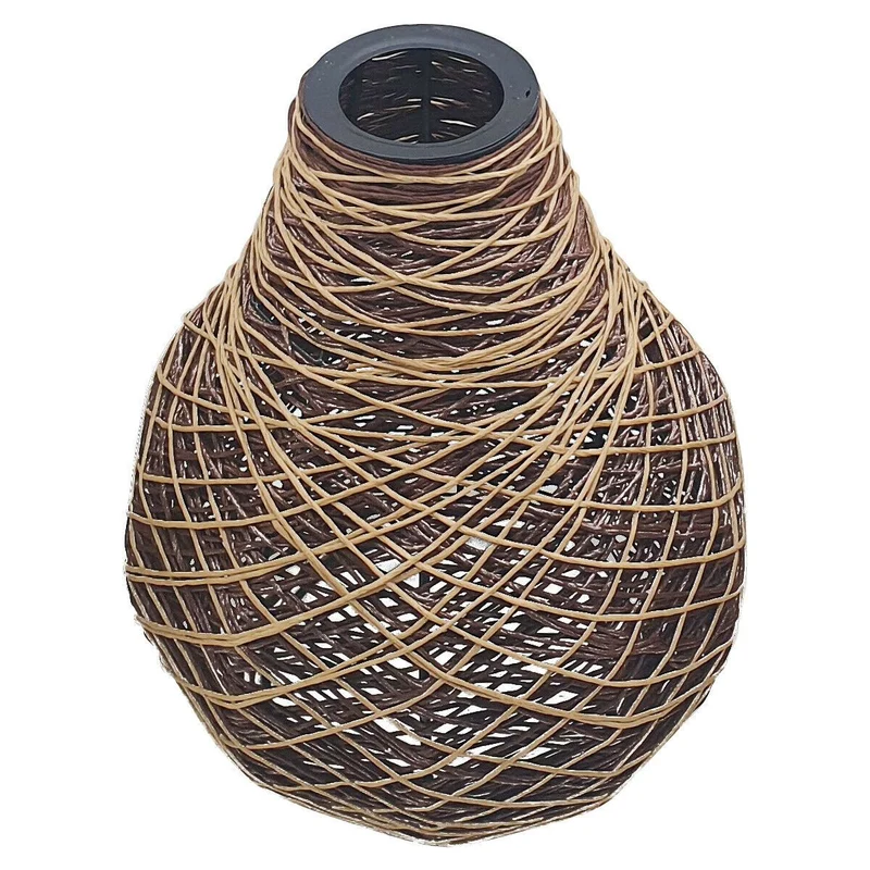 Rattan-Lampenschirm – Topfform, handgefertigt, ohne Verkabelung~1416