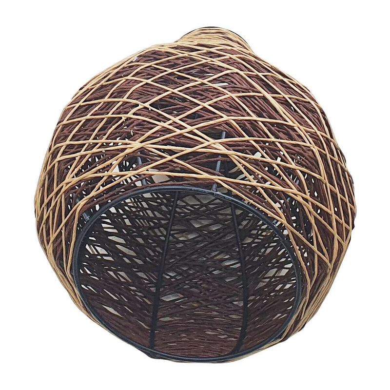 Rattan-Lampenschirm – Topfform, handgefertigt, ohne Verkabelung~1416