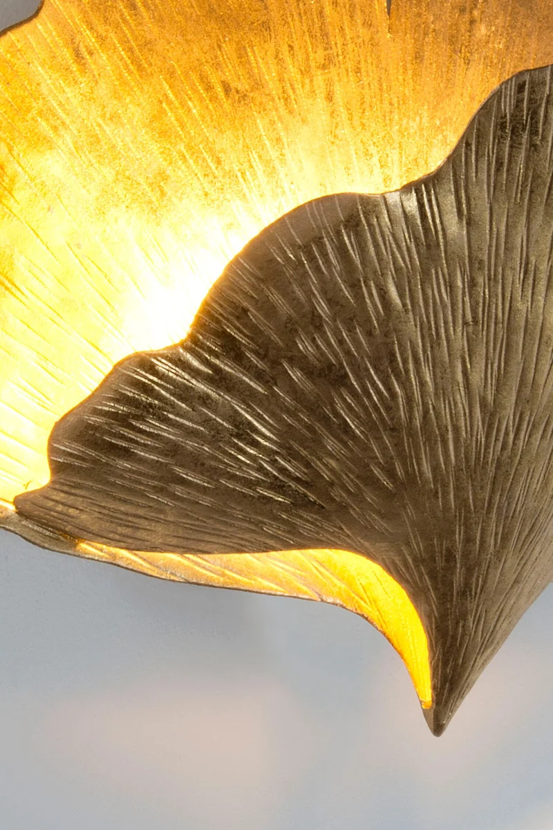 Wandleuchte Ginkgo Due 2-flammig gehämmert Rund 32x11cm